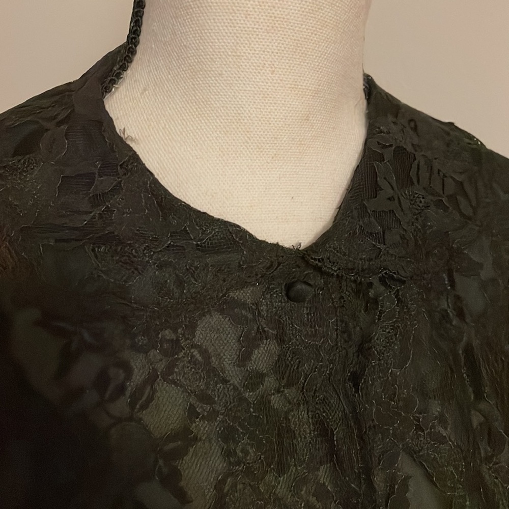 Vintage Gossard Artemis Sheer Nylon Button-Down Black Top - Size 34/S - Picture 2 of 10